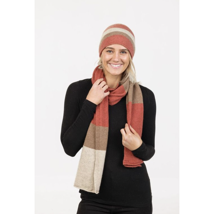Native World - Possum & Merino Travel Beanie (NX825)Rosewood Stripe