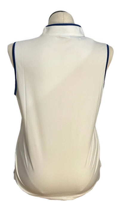 New Birdies & Bows White Sleeveless Polo Navy Accent Size XL