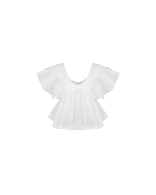 NONI RUFFLE TOP WHITE