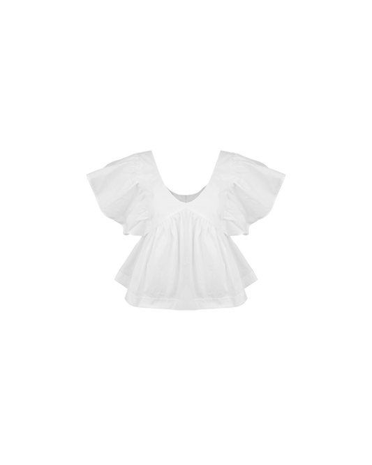 NONI RUFFLE TOP WHITE