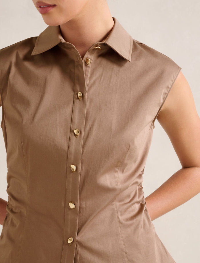 Nova Ruched Collared Top Forever New