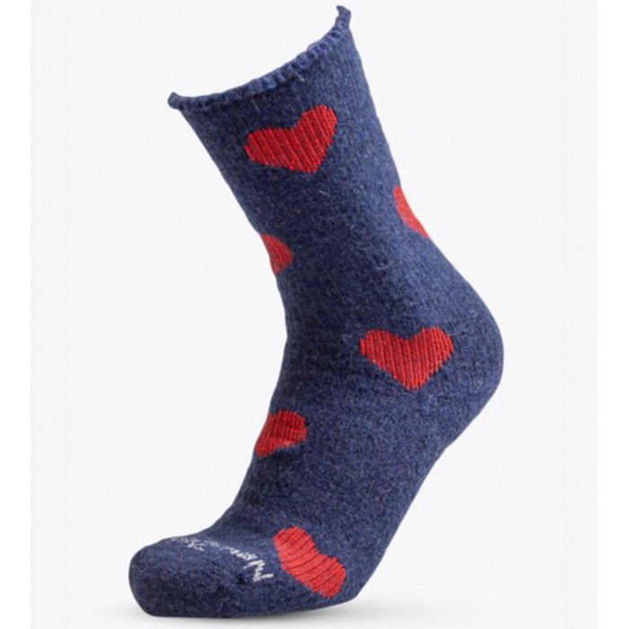 NZ Sock Co - Merino Possum Comfort Hearts (FT107)Denim/Red