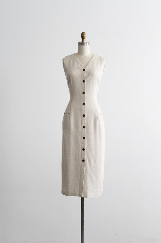 oat button front dress