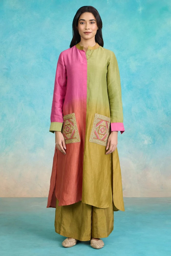 Olive Bloom Ethnic Palazzo Set