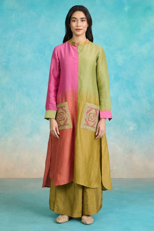 Olive Bloom Ethnic Palazzo Set