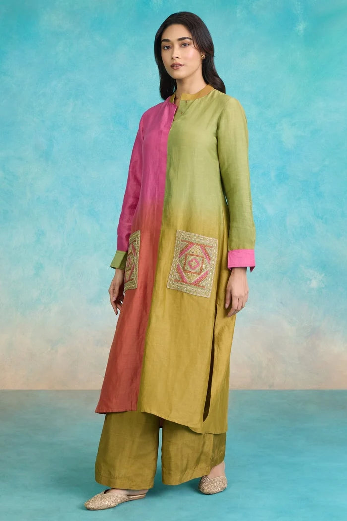 Olive Bloom Ethnic Palazzo Set