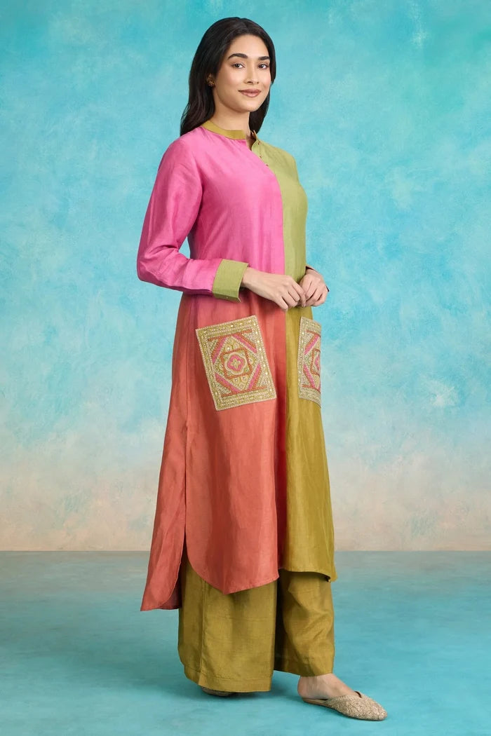 Olive Bloom Ethnic Palazzo Set