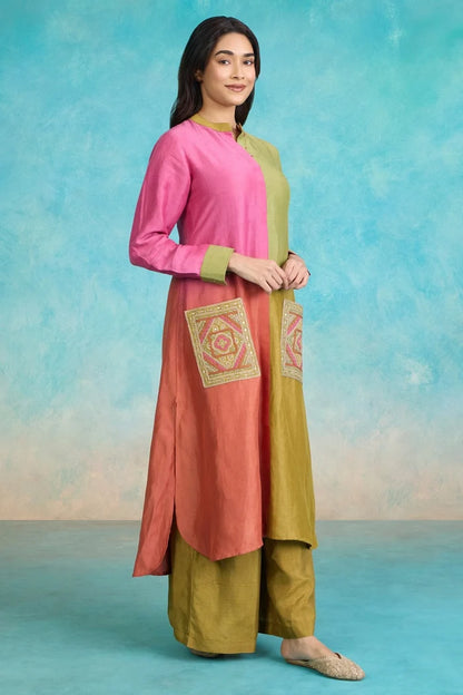 Olive Bloom Ethnic Palazzo Set