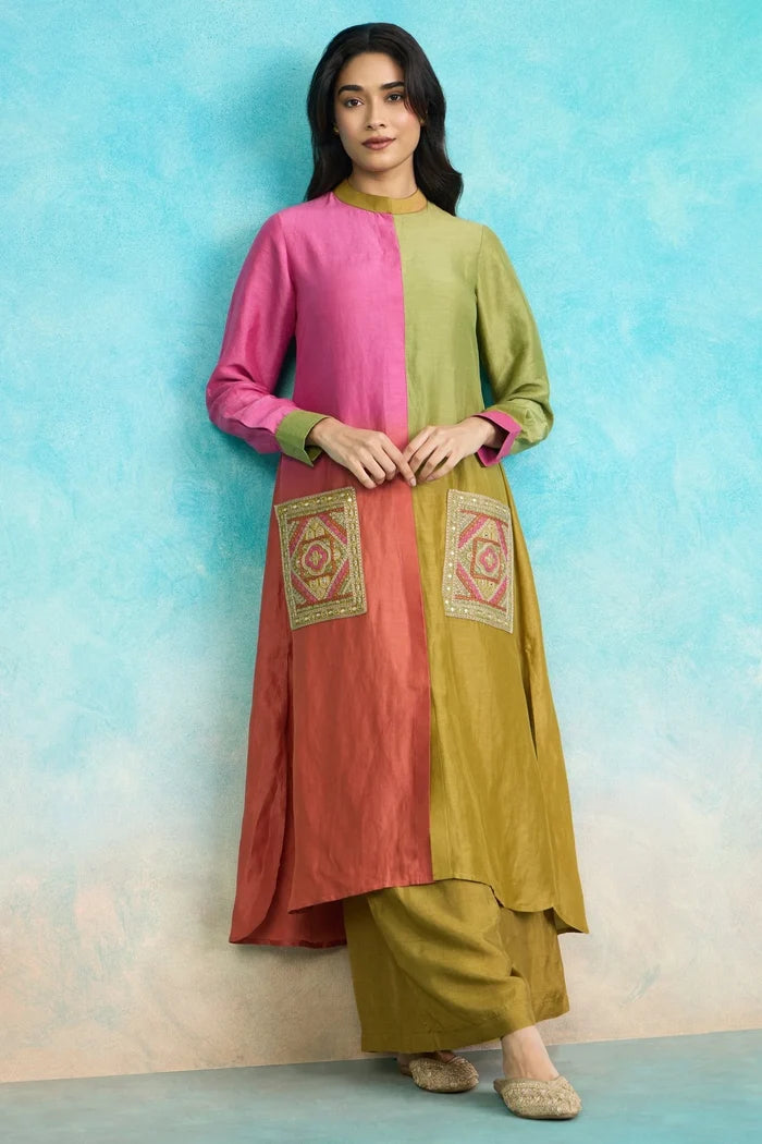 Olive Bloom Ethnic Palazzo Set