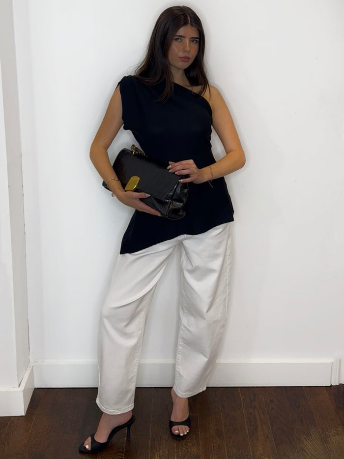 ONE SHOULDER KNIT BLACK