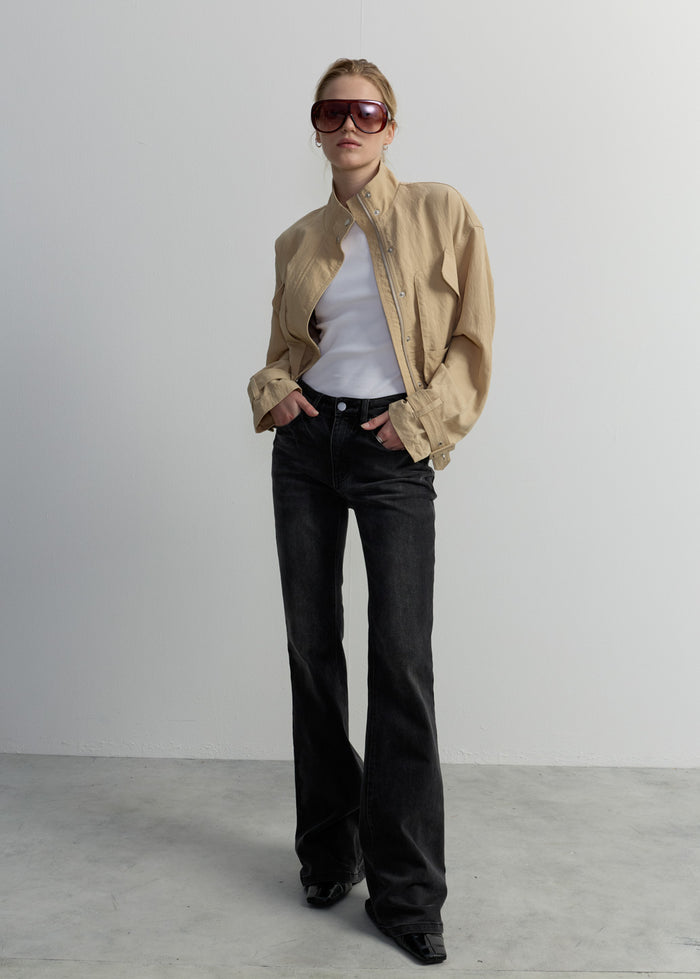 OVERSIZED BEIGE BOMBER JACKET