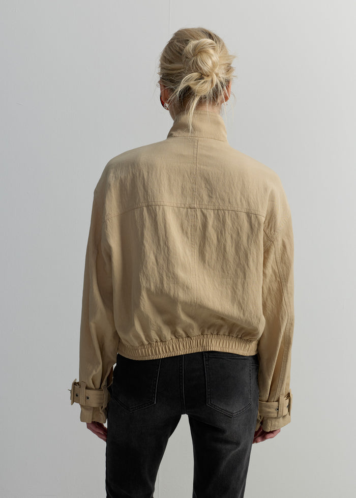 OVERSIZED BEIGE BOMBER JACKET