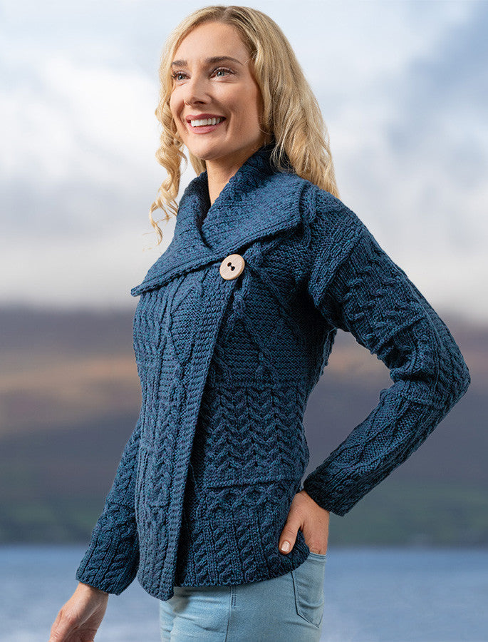 Patchwork Cardigan with Collar - Atlantic #color_atlantic