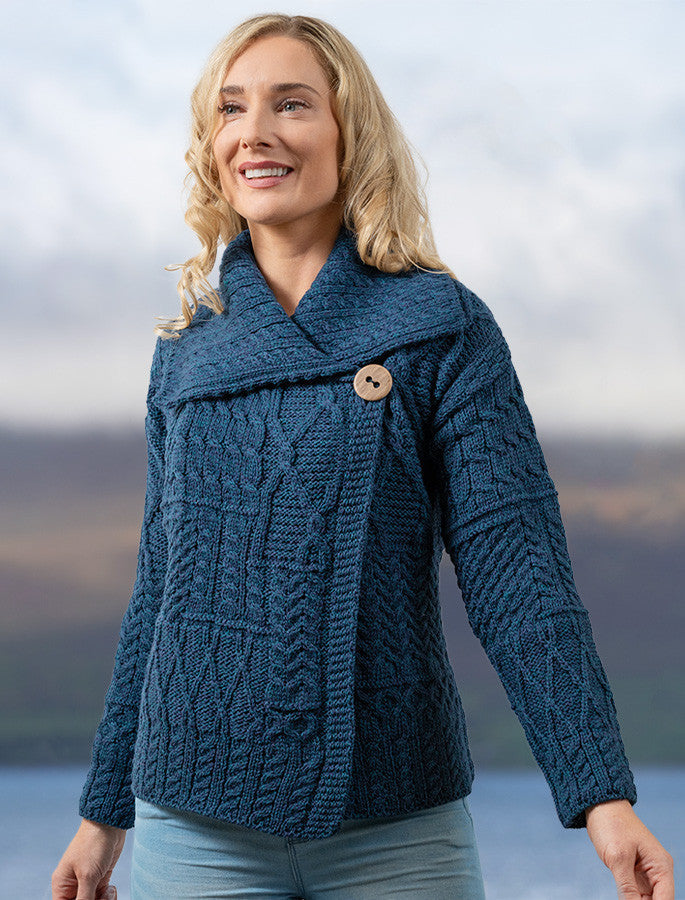 Patchwork Cardigan with Collar - Atlantic #color_atlantic