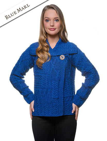 Patchwork Cardigan with Collar - Blue Marl #color_blue-marl