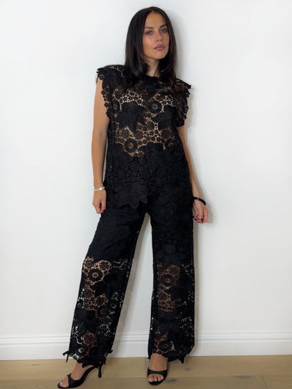 PEONY CROCHET SET BLACK