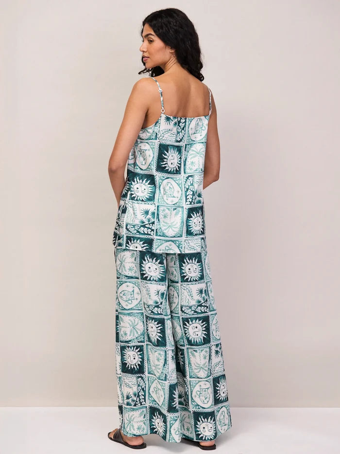 Blue Zodiac Print Long Line Cami Co-Ord Modern Female Fashion