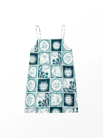 Blue Zodiac Print Long Line Cami Co-Ord Modern Female Fashion