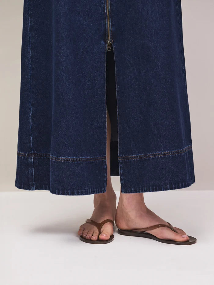 Petite Indigo Denim Split-Front Maxi Skirt