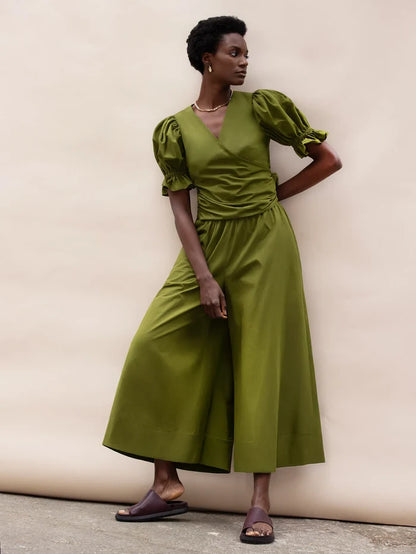 Petite Khaki Cotton Poplin Culottes