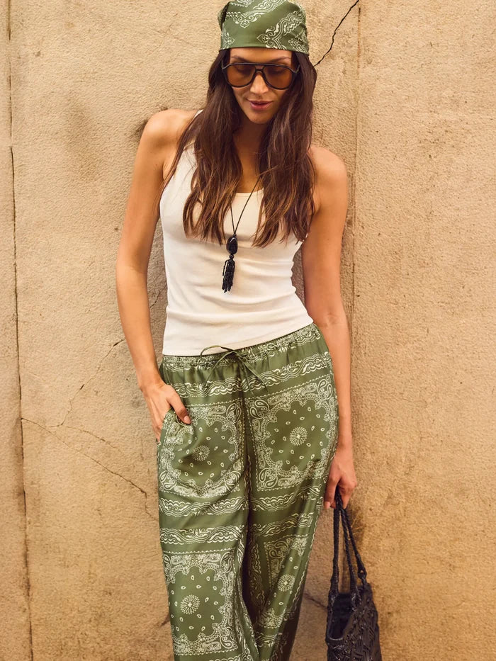 Khaki print trousers