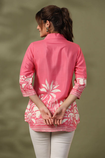Pink Boho Russian Silk Top