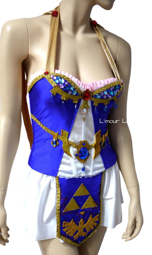 Princess Zelda Inspired Corset and Skirt Cosplay Dance Costume Rave Halloween