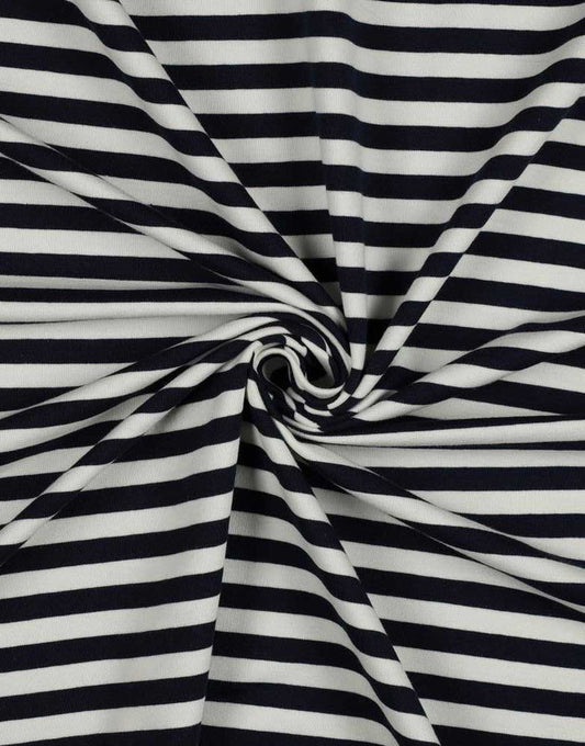 Remnant 70cm - Navy Striped Yarn Dyed French Terry Fabric
