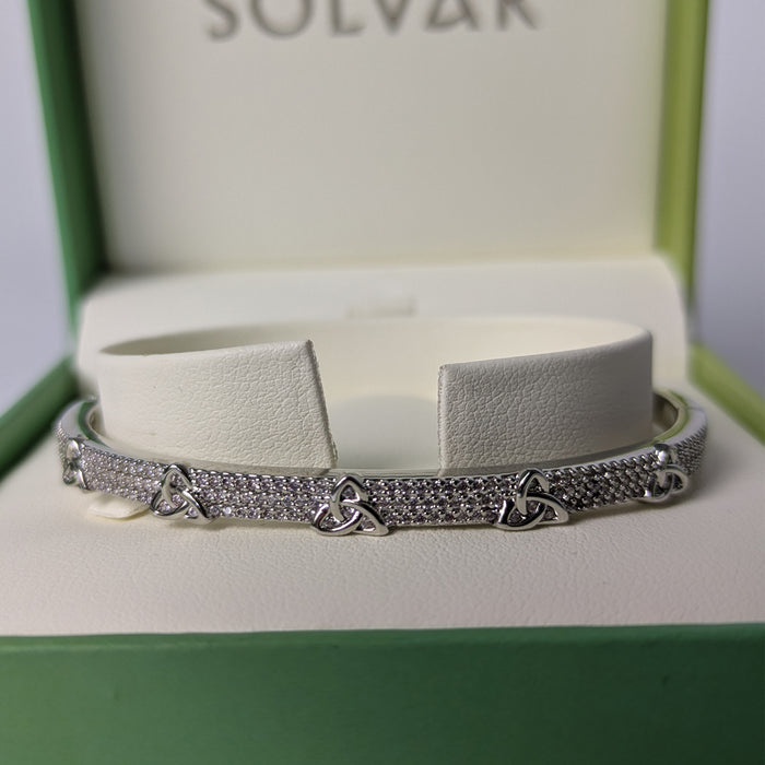 Rhodium Crystal Trinity Knot Bangle