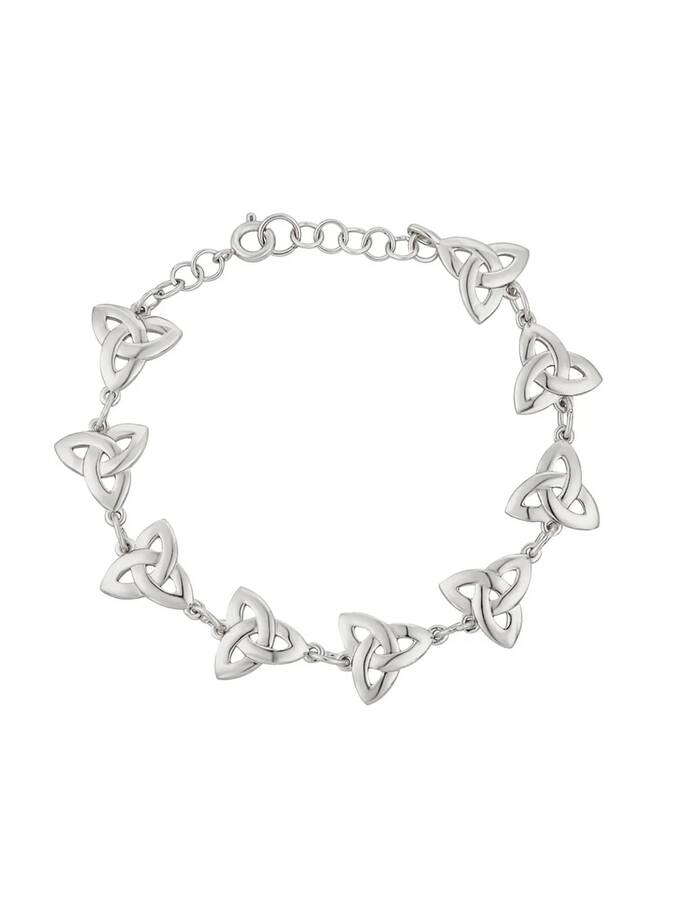 Rhodium Plated Trinity Knot Bracelet