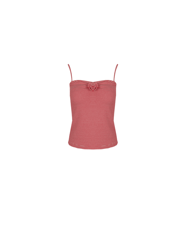ROSETTE TANK CHERRY STRIPE