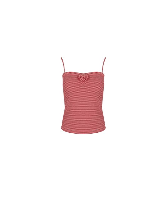ROSETTE TANK CHERRY STRIPE