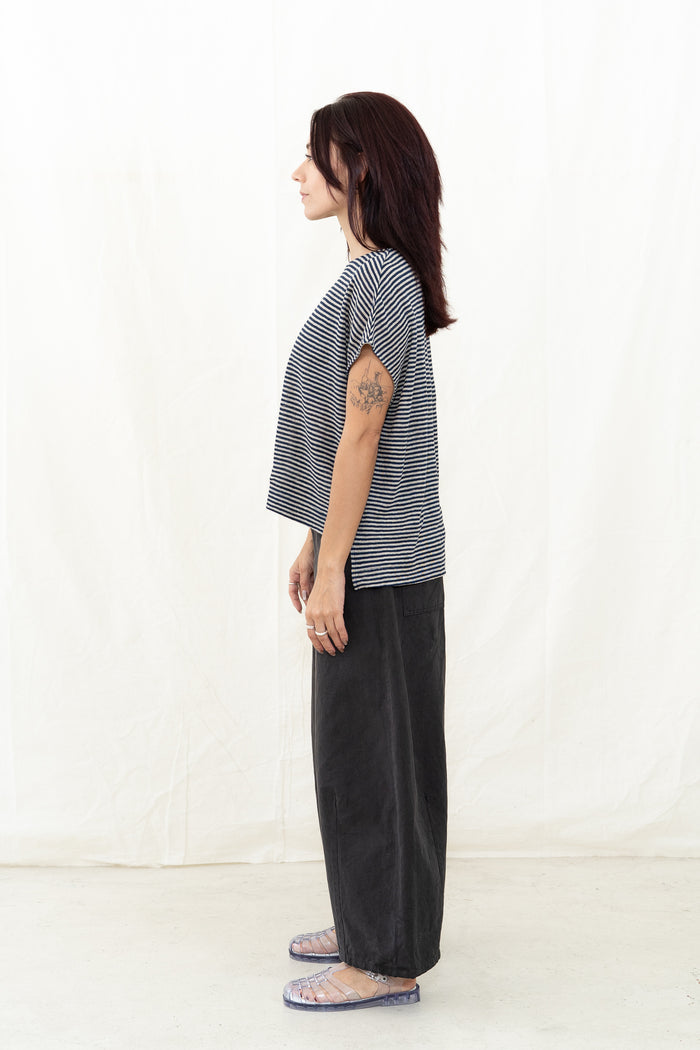 SARAHWEAR Laetitia Navy Stripe Jersey Shirt