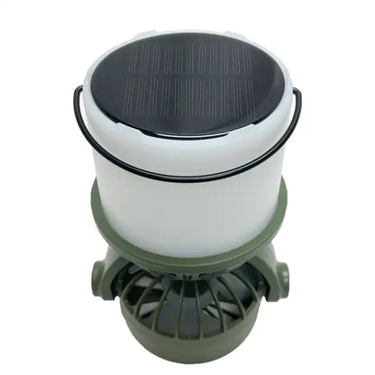 Solar-powered lantern with a black solar panel