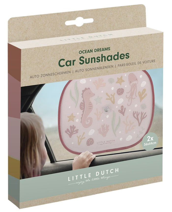 Zwei Sonnenblenden für Kinder im Auto mit Saugnapf-Befestigung