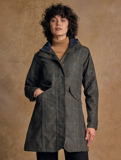 Sophia Waterproof Coat - Green Windowpane #color_green-windowpane