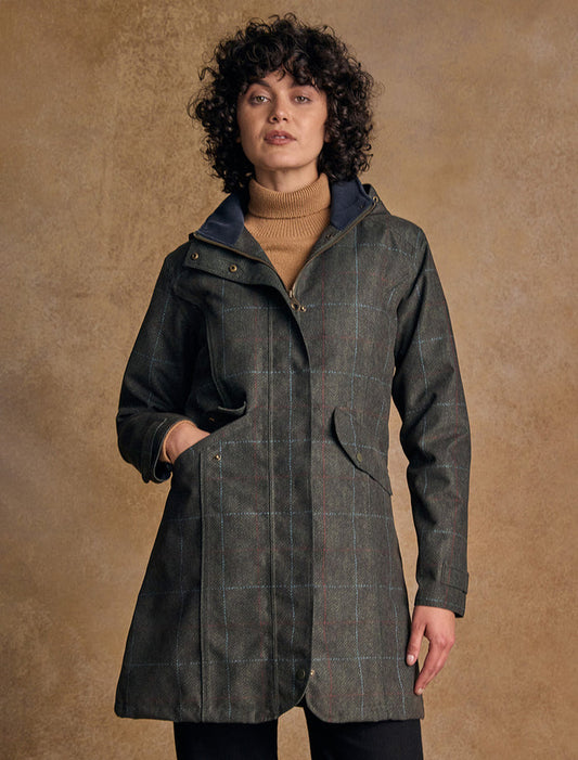 Sophia Waterproof Coat - Green Windowpane #color_green-windowpane