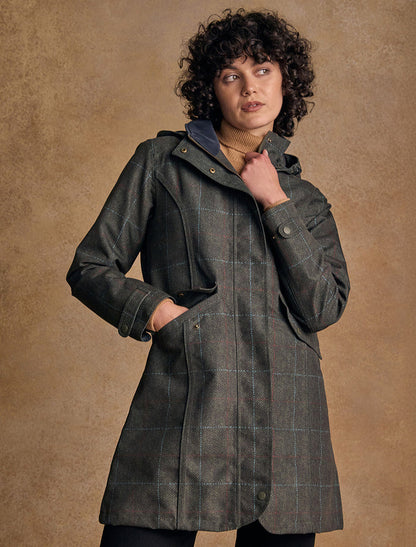 Sophia Waterproof Coat - Green Windowpane #color_green-windowpane