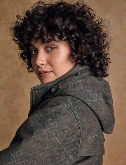 Sophia Waterproof Coat - Green Windowpane #color_green-windowpane