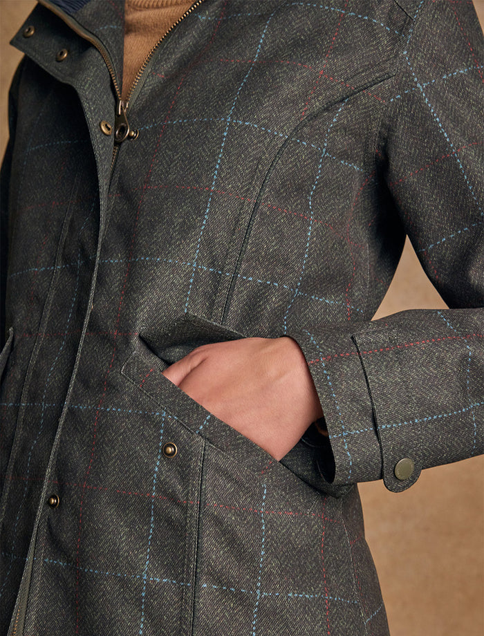 Sophia Waterproof Coat - Green Windowpane #color_green-windowpane