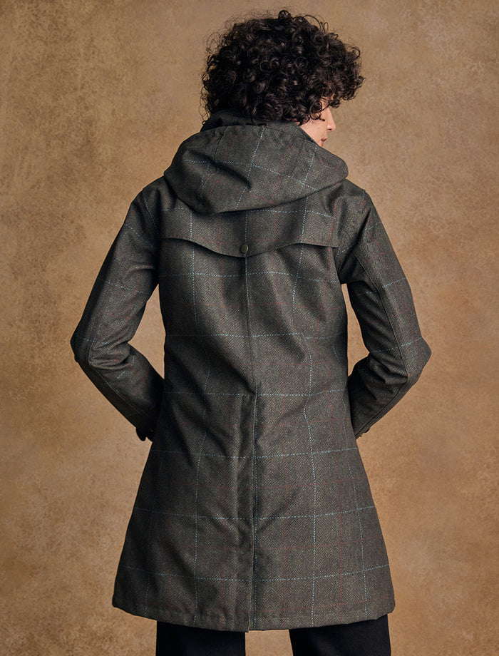 Sophia Waterproof Coat - Green Windowpane #color_green-windowpane