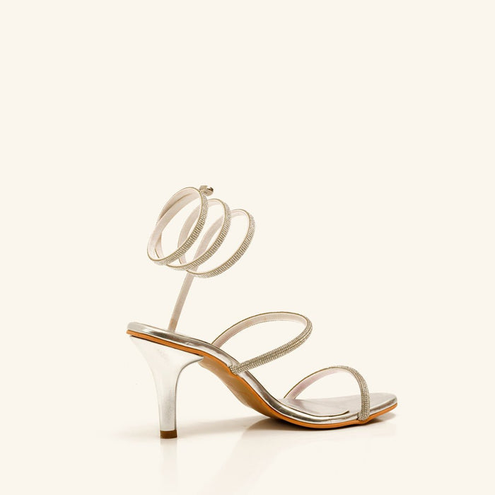 Spiral Stiletto Heels - Silver - The Quirky Naari