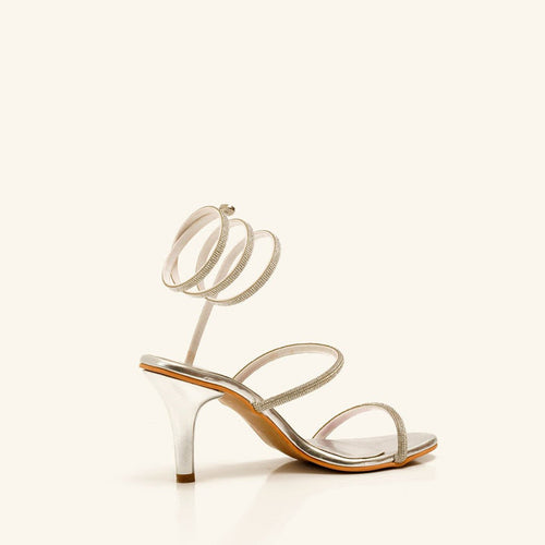Spiral Stiletto Heels - Silver - The Quirky Naari