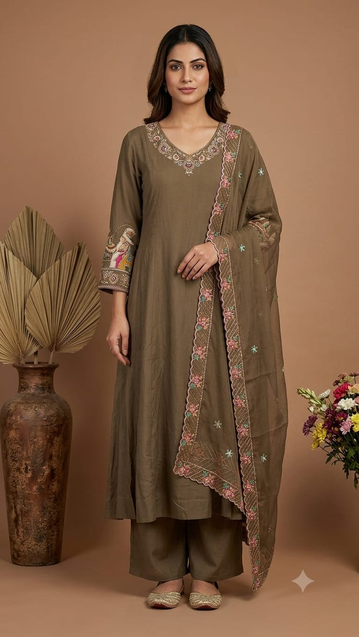 Straight Kurta Palazzo Suit with Dupatta
