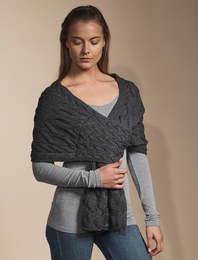 Super Soft Cabled Shawl - Slate Grey #color_slate-grey