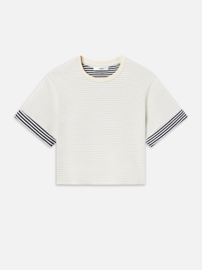 The Stripe Cuff Top -- Cream Multi