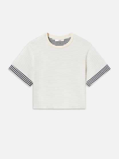 The Stripe Cuff Top -- Cream Multi