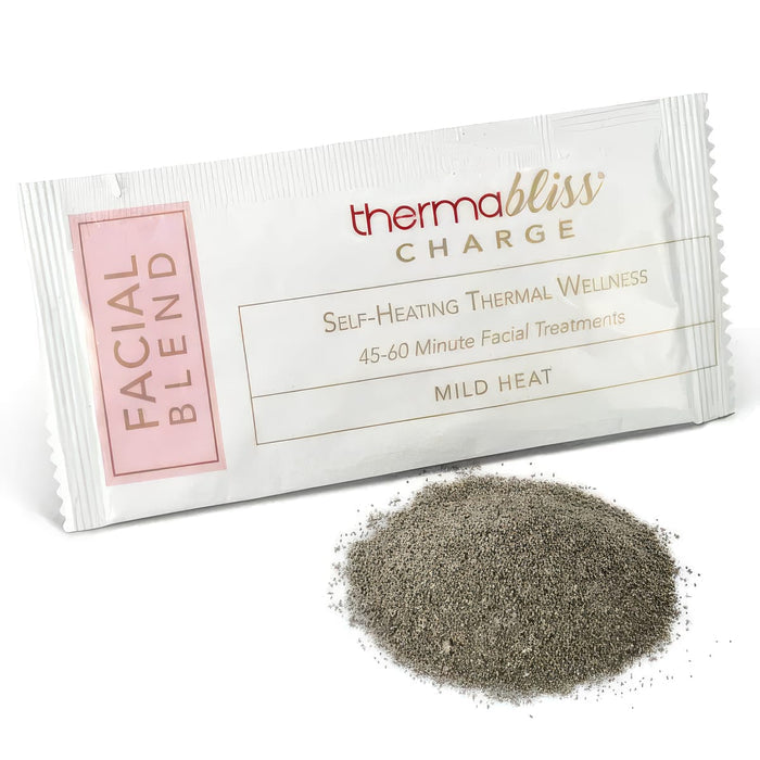 Thermabliss self-heating and cooling charges 36 treatments Water-activated thermal massage charges Thermabliss charges for ceramic stones and shells Portable heat and cooling charges for spa treatments Facial Blend Thermabliss charge packet Mineral energy thermal treatment charges