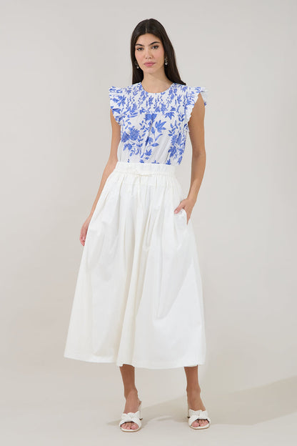 Tisha Ruffle Top Bluebell Floral