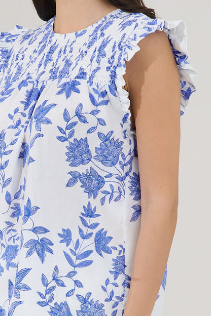 Tisha Ruffle Top Bluebell Floral